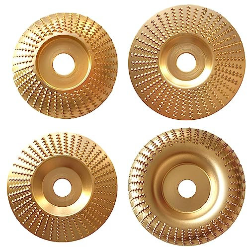 KtbeYTi 4 Piezas Muela Amoladora Madera Calibre 22.2 mm, Disco Abrasivo de Madera, Muela de Madera Disco, para Tallar Madera, Desbaste de Madera