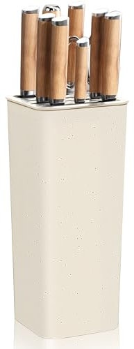 NEWE Ceppo Coltelli da Cucina, Universale Portacoltelli con Scanalature Ondulate per Proteggere le Lame, Piccolo Organizzatore di Ceppo Coltelli Vuoto