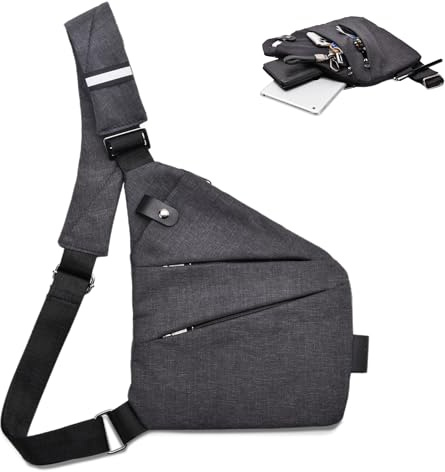 YAOZUP Stöldskyddad reseväska, stöldsäker väska, Anti Theft Travel Bag, stöldsäker axelväska, bröstficka med flera fickor för män och kvinnor, 24 x 30 x 3 cm