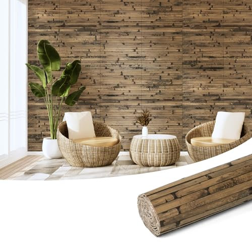 Art3d Panneau mural en bambou naturel pour décoration murale intérieure, panneau renouvelable pour mur, plafond, meubles, armoire, bureau, 30 x 244 cm, brûlé foncé