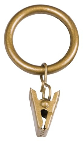 Kenney Clip Rings for 1 to 1-1/4 Diameter Curtain Rods, Gold, 14-Pack