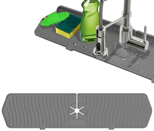 Welhammsae Protector contra Salpicaduras para Fregadero de Cocina, Silicona Alfombrilla de Grifo de Cocina, para Fregadero de Cocina,Bandeja de Goteo para Cocina,Baño,Fregadero, 61 * 14 cm