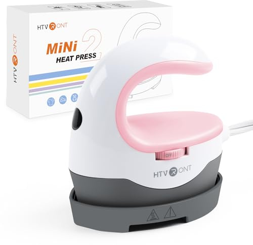 HTVRONT Mini Heat Press Machine - for DIY Heat Transfer Machine with Insulated Safety Base, Portable Heat Press for Iron On Vinyl, Tshirts, Crafts, Hat, Cap, Pillow (Baby Pink)