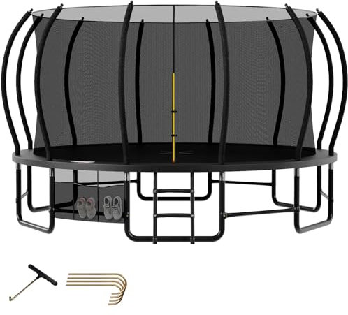 Devoko Trampolin Outdoor Ø228/305/366/427 cm, GS-Zertifikat, Mit verstärkten Beintraversen, Stabil, Robust und Belastbar, Einteilige Konstruktion für Kinder und Erwachsene