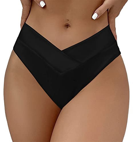 Generisch Bikinihose Damen Brazilian, Bikini Hose Tanga Sexy Hoher Beinausschnitt, Bikinihosen High Cut High Waist für Damen, V-Schnitt Bikinis Unterteil Bottom String Cheeky Hipster Slip Badehose