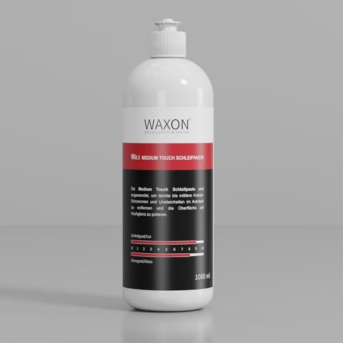WAXON Medium Touch Polierpaste 1000 ml – Professionelle Autopolitur, Kratzerentferner & Hochglanz-Finish – Effektive Lackkorrektur & Wirbelentfernung – Premium-Autopflege