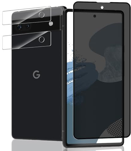 Jaavkkma 1 Stück Sichtschutz Schutzfolie für Google Pixel 6A Panzerglas + 2 Stück Kamera Schutzglas, Härte 9H/Anti-Spy, Displayschutzfolie für Google Pixel 6A - Privacy Gehärtetes Glas