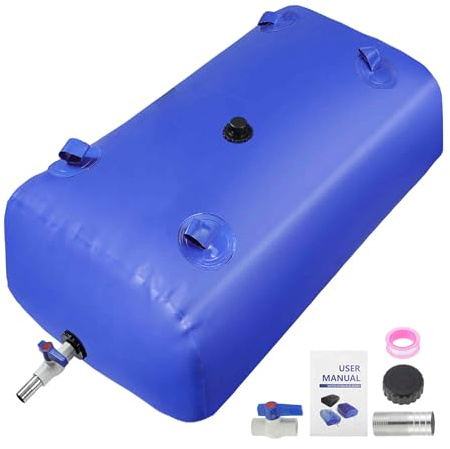 A ABSOPRO 240 L/63.4 gal Water Storage Bladder Large Capacity Foldable | Portable Water Tank, Urgency Water Bladder, Soft Water Bag, RV Camping, Garden Watering Field Irrigation 1000D