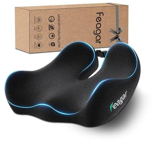 Feagar Cojín para Silla de Oficina Ergonómico – Aumenta el Confort de Asiento – Cojín ortopédico para Asiento de ciática de Espuma de Memoria para Coche, Conductor y Silla de Ruedas