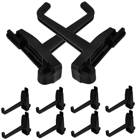 Hemobllo 10 piezas Ganchos Plásticos para Panel Perforado Abs Negro Soporte Resistente para Colgar Herramientas y Utensilios Instalación Fácil sin Herramientas Multiusos para Garaje Cocina
