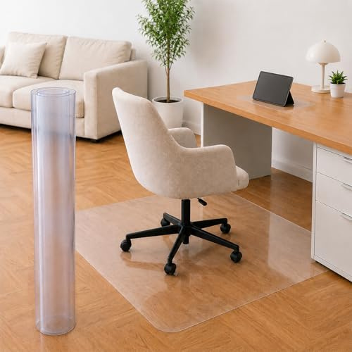 Protector Suelo Silla Ruedas 90x120 cm, Alfombra Silla Escritorio Transparente PVC Duro Antideslizante para Parquet Laminado Vinilo, Incluye Alfombrilla 25x30 cm + Adhesivos