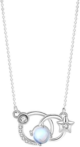 Silverhalsband,Zodiac S925 Sterling Silverhalsband För Kvinnor Elegant Dam Zirconia Halsband Kristall Månstenshänge Halsband Presentsmycken För tjejer Födelsedagspresent