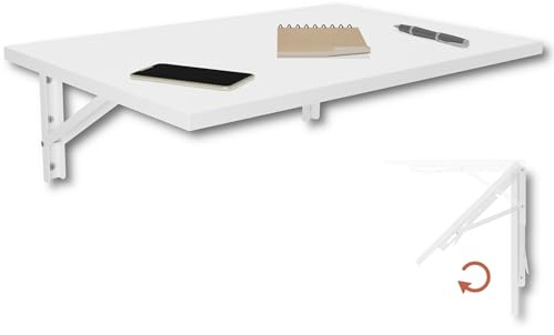 KDR - Tavolo pieghevole da parete, 60 x 40 cm, colore: bianco, tavolo da pranzo, scrivania, tavolo da cucina o posto di lavoro, salvaspazio e versatile