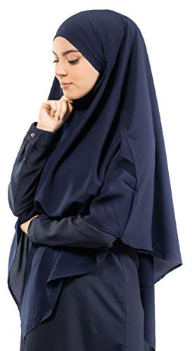 Lamis Hijab – khimar hijab para mujer musulmana velada KH000, azul marino, Talla única