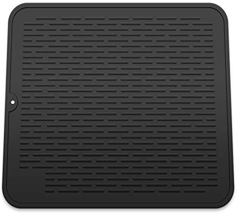 Abtropfmatte aus Silikon, umweltfreundlich, hitzebeständig und rutschfest X-Large 45cm*40cm Schwarz