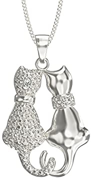 Aeon två katthalsband – 925 sterlingsilver och illusionskristaller | justerbar 40 cm kedja | poleringsduk och presentask