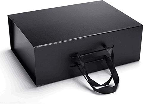 Individuelle Papierbox Geschenk-Verpackung Box Logo Luxus Kleidung Hemd Tasche Schuhe Geschenkboxen Karton Faltschachtel Boxen mit Band Magnet, Schwarz, 10 Stück