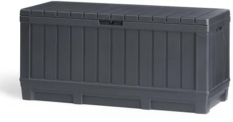 Coffre d'extérieur 128 x 59 x 53,6 cm en résine effet bois Keter Kentwood Anthracite