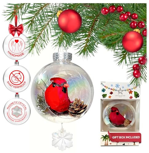 Crystalize Home - Kardinal Weihnachtsschmuck - Roter Vogel Ornamente für Weihnachtsbaum - Geburtstag, für Mama, Papa, Schwester und Freunde - Kristall Rot Kardinal Ornament für Weihnachtsbaum