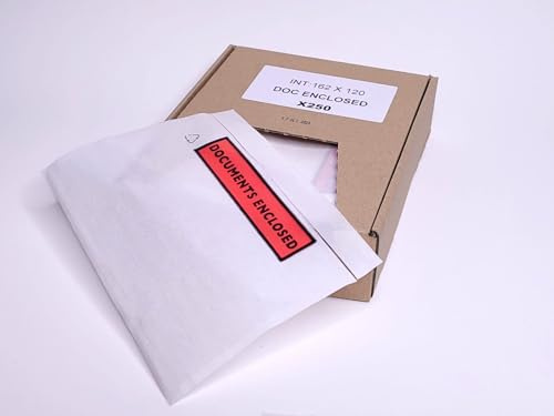 Självhäftande kuvert, plastkuvert 250 enheter, C6 175x130 mm utanför, 162x120 mm inuti. text BILAGA DOKUMENT påsar med självhäftande
