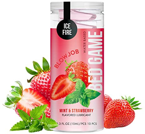 Flavored Edible Lube for Oral Blowjob Jelly Sex Oral Water for Couple Adult, No Rinse Lubricant 10-Pack (Strawberry & Mint)
