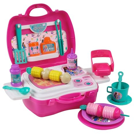 Barbie Glamping & BBQ Playset- 20 Piece Barbie Playset Travel Carry Case | Play On The Go Kids Toys | Role Play | Pretend Play | Ages 3+ | By Sinco Creations