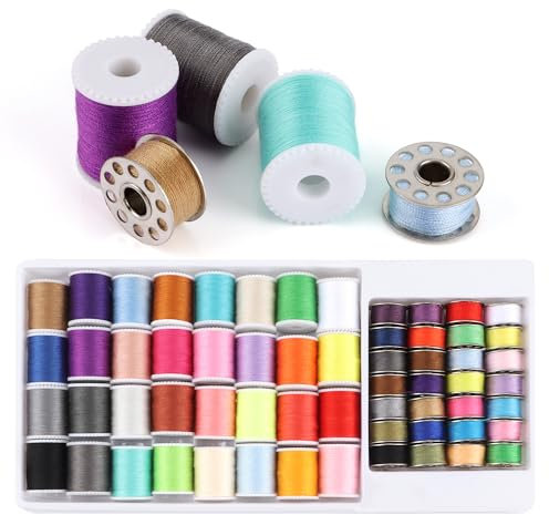60 Farben Nähgarn Set, Mix-Farben Garnrollen Spulen und Nähgarn Polyester Nähmaschinengarn mit Aufbewahrungskoffer Geeignet zum Nähen von Hand und Nähen von Maschine