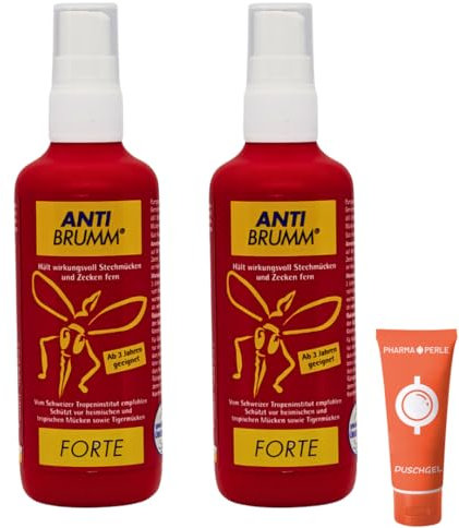 Anti Brumm Forte Pumpspray 2x 150 ml I Insekten-Repellent I effektiver Schutz gegen Mücken und Zecken I DEET I Für Fernreisen, Tropen I Spar-Set plus Pharma Perle give-away