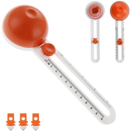 Amabro Taglierina circolare con 3 lame sostituibili, taglierina circolare rotante regolabile, strumento per scrapbooking, per arte fai da te, artigianato, cartoncino, biglietti, 100-320 mm (arancione)