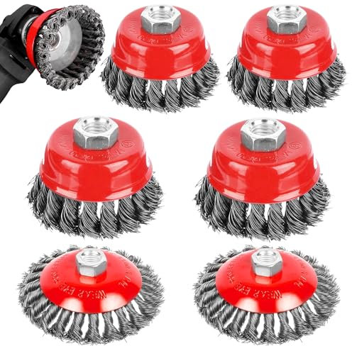 6 Pezzi Spazzola Metallica Smerigliatrice Angolare Kit, M14 Spazzola Acciaio, Spazzole Metalliche per Trapano, per Levigatura, Rimozione Della Ruggine e Rimozione Della Vernice