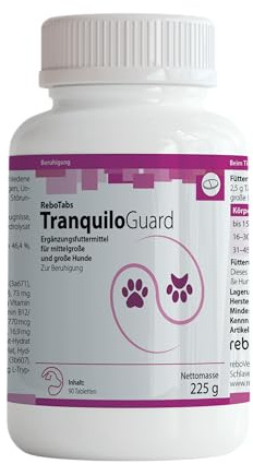 TranquiloGuard 225 mg Lactium, 2,5 g Tabletten für mittelgroße & große Hunde, 90 Stück: Ergänzungsfuttermittel kann zur Beruhigung, Entspannung, Stressbewältigung beitragen, mit Tryptophan & Vitaminen