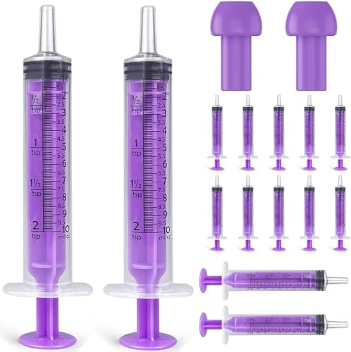Seringue En Plastique 10ml Seringue D’alimentation 22Pcs Seringue Sans Aiguille Avec Couvercle Seringue De Dosage Emballé Individuellement Pour Nourrir Petit Animal Avec Des Aliments