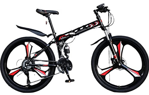 Fällbar mountainbike - Herrcykel med variabel hastighet för tonåringar, flickor och vuxna - 26/27,5 hjul - 24/27/30 hastigheter - Off-Road - Lätt och hopfällbar (red 26inch)