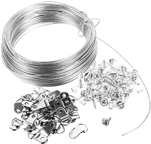 AUTSUPPL Aufhänger Für Bilder Aufhängung Bild Bildaufhängeset Mit Aufhängedraht Und Werkzeug Diy Bildaufhänger Für Bilderrahmen Fotodrahtseil Waagerecht