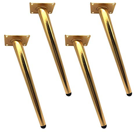Genérico Juego de 4 Patas de Muebles de Metal con Forma Cónica Oblicua Patas de Muebles Doradas Ideales para Armarios Soportes de TV Cajones Mesitas de Noche Sofás con Tornillos (35 cm)