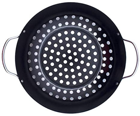 Hemobllo Plaque De Barbecue Ronde Antiadhésive Rôtissoire Trous Idéale pour La Viande Les Légumes Le Poisson pour La Maison