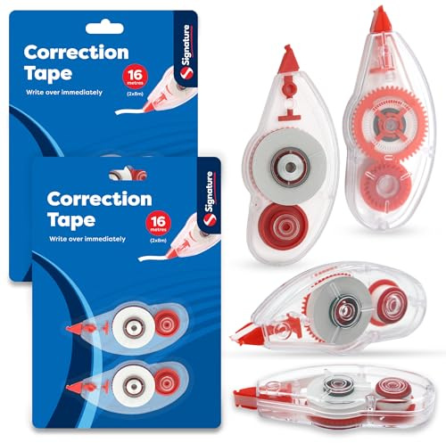 4pk Correction Tape, 5mm x 8m Correction Tape Roller for School, Office, & Stationery, Diary & Planner Use, Quick-Dry Coverage for Erasers Supplies, Mistake Fixer for Student & Teacher, Revision Kit