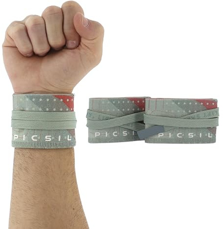 PICSIL Muñequeras de Tela, Algodón con Ajuste Personalizado | Soporte flexible para calistenia y gimnasia. Sistema de cordón para ajustar la compresión. Lavables y altamente resistentes.
