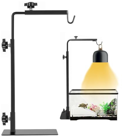 AXVRAV Soporte para lámpara de calor para reptiles de 35 a 65 cm, soporte ajustable con base, altura y ancho ajustable, soporte de luz para terrario para tortugas, geckos, lagartos, arañas, sin