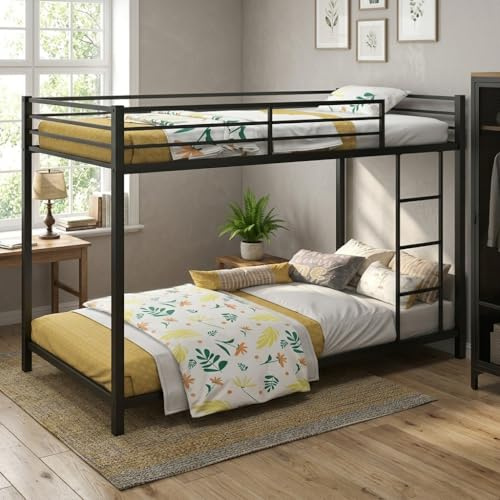 Multigot Metal Bunk Bed, Single over Single High Sleeper Beds (Black)