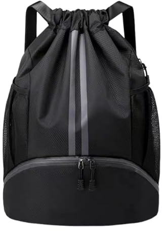 LUDHEP Sacca Sportiva Palestra, Sacchetto Sportivo Con Tasche In Rete, Borsa Da Palestra In Nylon Impermeabile Con Coulisse Borsa Da Palestra Con Coulisse Con Cerniera Esterna