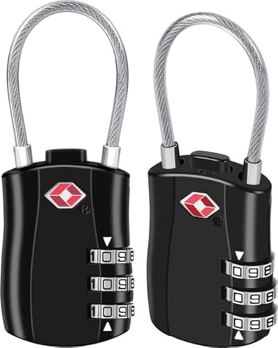 Suitcase Locks BeskooHome Luggage Locks - TSA Approved Luggage Locks, Zinc Alloy Security Padlock, 3-Dial Combination Travel Padlock for Luggage, Suitcases, Backpacks, Laptop Bag, etc.- 2 Pack