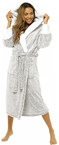 KATE MORGAN Ladies Soft & Cosy Long Pile Hooded Dressing Gown