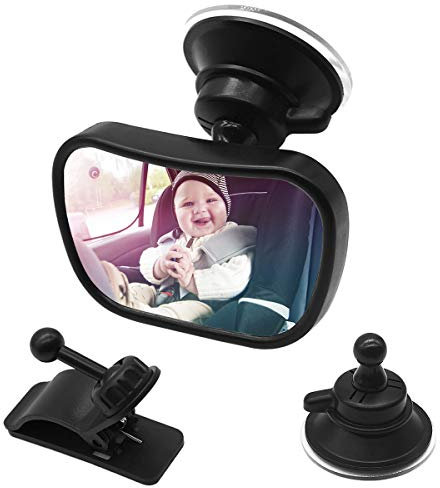 Rücksitzspiegel für Babys im Auto, Netspower Bruchsicherer Autositz Rückspiegel 360° Einstellbar, Sicher Babyspiegel mit Saugnapf und Rahmenclip Baby Auto Spiegel für Kinder Babysitz Babyschalen