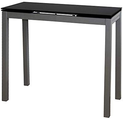 MOMMAHOME® Mesa Cocina Cristal Extensible - Mesa Comedor Cristal Extensible, Mesa Plegable, Color Negro/Plata, Novi, Cristal Templado/Metal, Medidas 85/130x40x76 cm