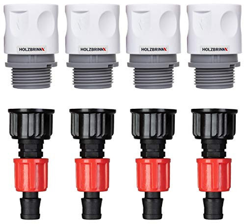 HOLZBRINK Kit de raccordement de Tuyau 16mm pour robinets : 4X Raccord Rapide 20mm, 4X Connecteur TT 20mm à 16mm