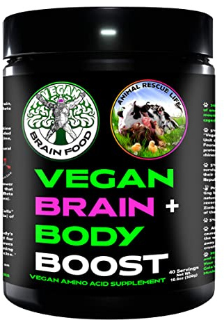 Vegan Brain & Body Boost: The Cherry On Top of A Plant-Based Lifestyle | Working Intelligence | Anti-Aging | Physical Fitness | Vegan Amino Acids - Creatine, Taurine & Beta Alanine | 40 Servings/300g