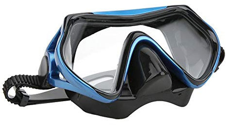 Erwachsene Taucherbrille, Unisex Tauchmaske Antibeschlag Schnorchelausrüstung Panorama Weitsicht Maskenbrille Schwimmen Tauchen Anti Spritzer Versiegelung Schwimmbrille für Free Diving[Blau Schwarz]