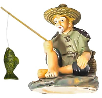 Baoblaze Figurine Miniature de pêcheur, accessoires de décoration pour maison de poupée, artisanat décoratif, Micro décor de paysage, Mini Statue