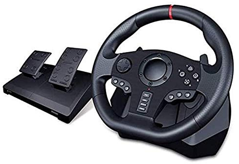 RajoNN Volante de PC Juego de Volante de Carreras, Volante Driving Force con Pedales de Piso, retroalimentación Real, Controlador de Volante con Cable USB para Switch PC para PS3/PS4 para X-One